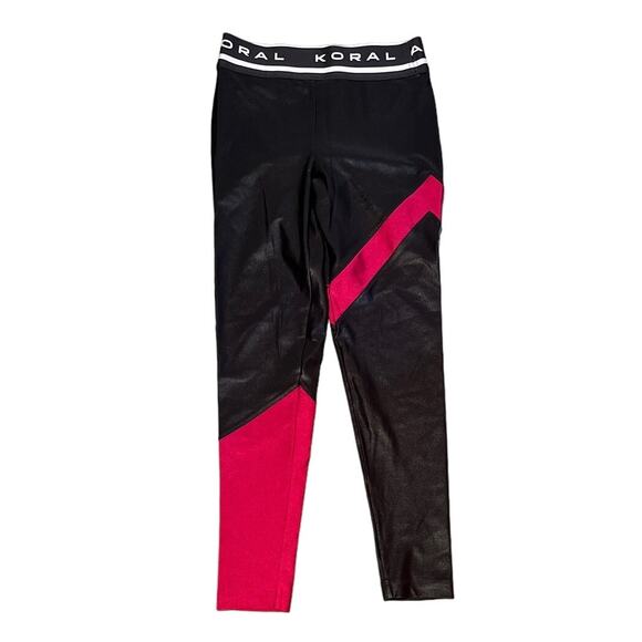 Koral Appeal High Rise Legging Black  Pink stripe Medium - Picture 1 of 5